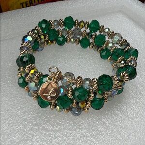 Liz Claiborne Green and Gold Beaded Bracelet
